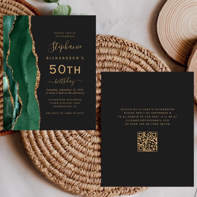 Budget Green Gold Agate Code QR 50e Anniversaire (Créateur téléchargé)