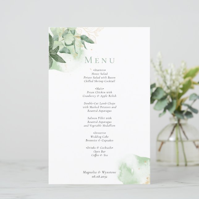 BUDGET Green Gold Menu Mariage (Debout devant)