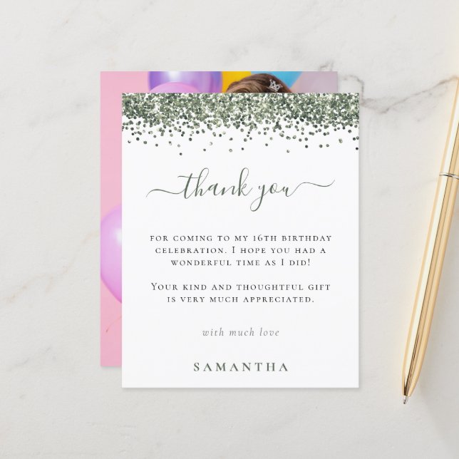 Budget Green Parties scintillant photo Sweet 16 Me (Devant/Arrière en situation)