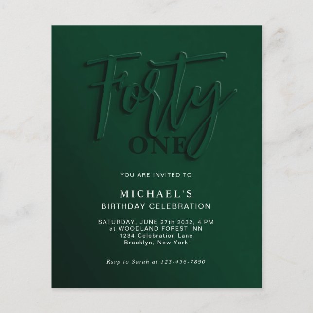 BUDGET Green Script Quarante 40e anniversaire adul (Devant)