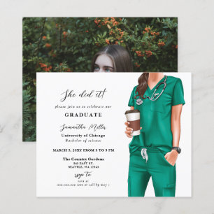 Budget Green Scrubs Infirmière photo Invitation