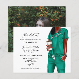 Budget Green Scrubs Infirmière photo Invitation