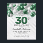 Budget Green Silver Balloon Parties scintillant 30<br><div class="desc">Glam moderne Emerald Green Balloon Parties scintillant étincelante étincelle à tout âge Anniversaire Invitation</div>