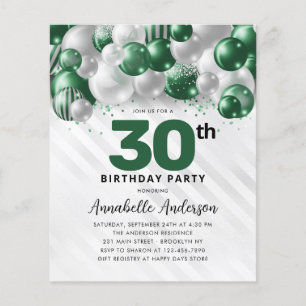 Budget Green Silver Balloon Parties scintillant 30