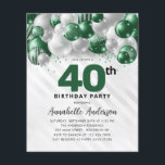 Budget Green Silver Balloon Parties scintillant 40<br><div class="desc">Glam moderne Emerald Green Balloon Parties scintillant étincelante étincelle à tout âge Anniversaire Invitation</div>