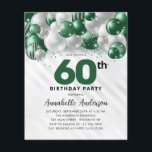 Budget Green Silver Balloon Parties scintillant 60<br><div class="desc">Glam moderne Emerald Green Balloon Parties scintillant étincelante étincelle à tout âge Anniversaire Invitation</div>
