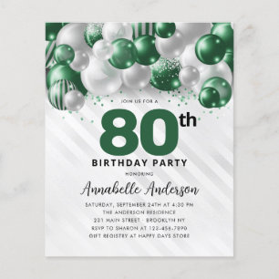 Budget Green Silver Balloon Parties scintillant 80