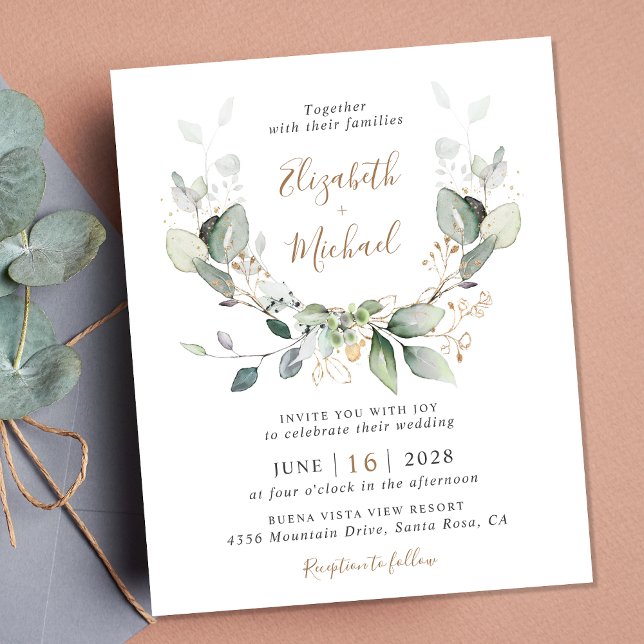 Budget Greenery Code QR Faire-part de mariage phot (An elegant wedding invitation to set the tone for an unforgettable event)