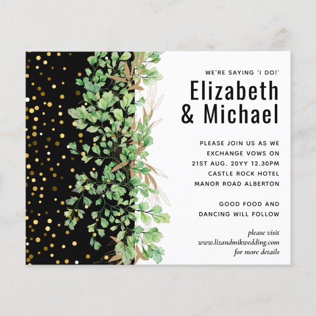 Budget GREENERY Feuille Night Sky Mariage (Devant)