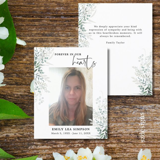Budget Greenery Funeral Photo Flat Carte de remerc (Créateur téléchargé)