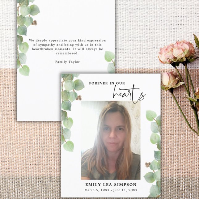 Budget Greenery Funeral Photo Flat Carte de remerc (Créateur téléchargé)