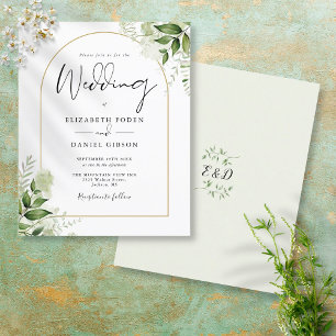 Budget Greenery Gold Arch Faire-part de mariage