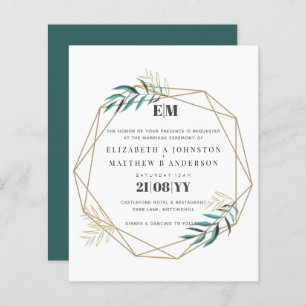 Budget Greenery Gold Mariage géométrique Invite