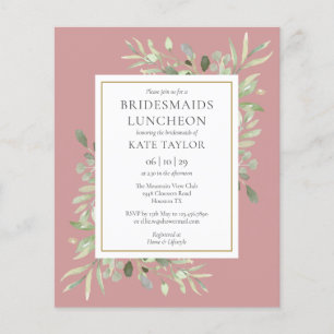 Budget Greenery Pink Bridesmaids Luncheon Invitati