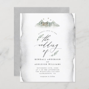 Budget Grey Aquarelle Feuilles et Mariage de monta