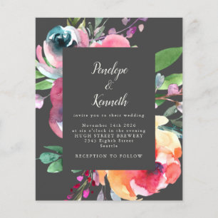 Budget Grey Aquarelle Florale Élégant Mariage