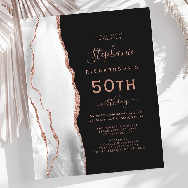 Budget Grey White Rose Gold Agate 50e anniversaire (Créateur téléchargé)