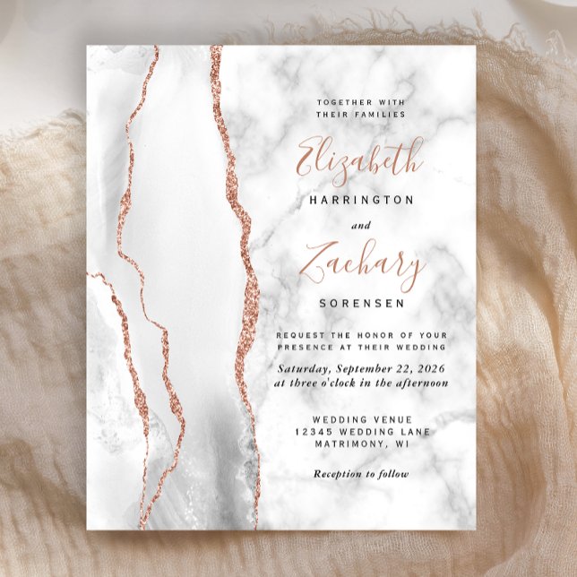 Budget Gris Blanc Rose Or Agate Marbre Mariage (Créateur téléchargé)