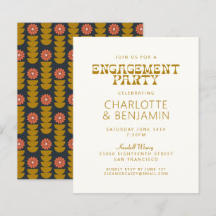 Budget Groovy 70s Fête de Fiançailles Botanique Or