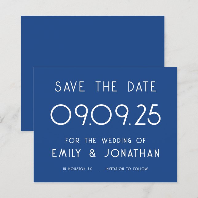 Budget Grosse typographie Mariage bleu Enregistrer (Devant / Derrière)