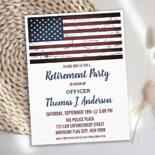Budget Grunge American Flag Retirement Party Invit