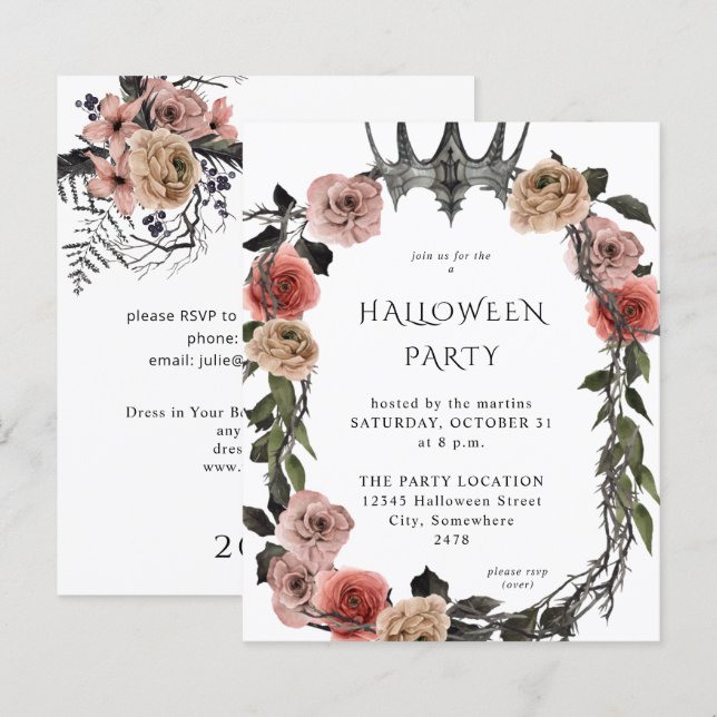 Budget Halloween Couronne rose Black Floral Party  (Devant / Derrière)