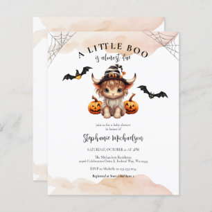 Budget Halloween Cow Little Boo Baby shower Invita
