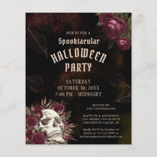 Budget Halloween Parti Crâne Roses Invitation