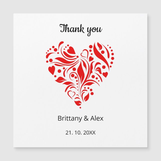 Budget Heart Wedding Thank You Card – Customizable (Devant)