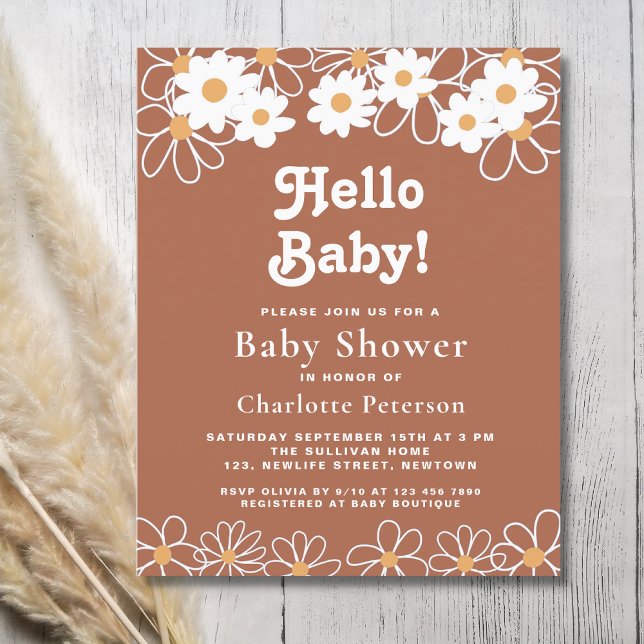 Budget Hello Baby Daisy Baby shower Invitation (Créateur téléchargé)