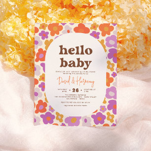 Budget Hello Baby Retro Orange Daisy Baby shower