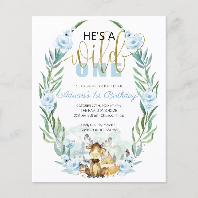 Budget He's A Wild One 1st Birthday Invitation (Devant)