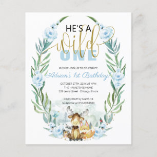 Budget He's A Wild One 1st Birthday Invitation