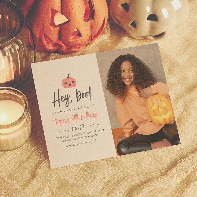 Budget Hey Boo Halloween Boho Girl Birthday Photo (Créateur téléchargé)