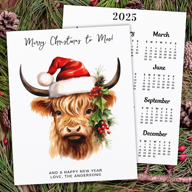 Budget Highland Cow 2025 Calendrier Joyeux Noël (Créateur téléchargé)