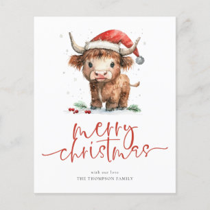 Budget Highland Cow Calendrier 2026 Joyeux Noël