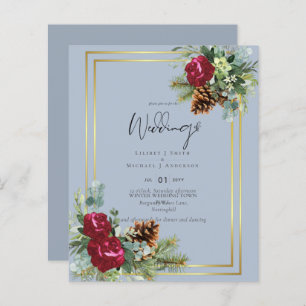 BUDGET Hiver Bleu Chardon Mariage Invite