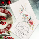 Budget hiver Fleurs d'aquarelle 40e anniversaire<br><div class="desc">Les fleurs d'eau d'hiver rouge et blanc sont nichées dans des feuilles et des feuillages verts à la sauge molle. Les flocons d'or apportent une touche festive. Un script élégant, simple et moderne lui donne une ambiance ouverte et aérée. Un boquet de fleurs hivernales avec une touche de flocons dorés...</div>