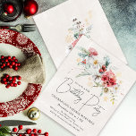 Budget hiver Fleurs d'aquarelle 50e anniversaire<br><div class="desc">Les fleurs d'eau d'hiver rouge et blanc sont nichées dans des feuilles et des feuillages verts à la sauge molle. Les flocons d'or apportent une touche festive. Un script élégant, simple et moderne lui donne une ambiance ouverte et aérée. Un boquet de fleurs hivernales avec une touche de flocons dorés...</div>