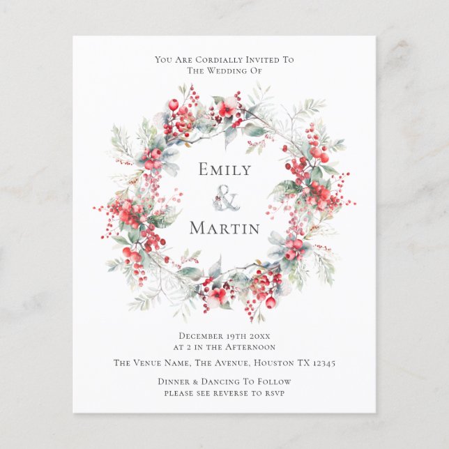 Budget Hiver Foliage Berries Mariage de couronne (Devant)