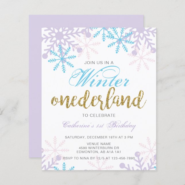 Budget Hiver Onederland 1er anniversaire Neige ble (Devant / Derrière)