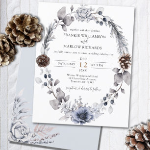 Budget Hiver Pine Cône Faire-part de mariage flora