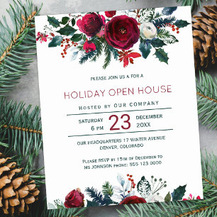 Budget hiver rouge fleurs vacances invitation