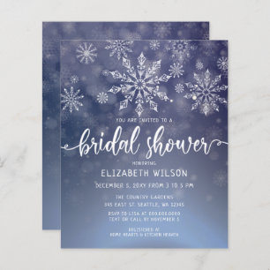 Budget hiver Snowflakes Invitation de la douche nu