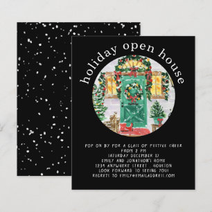 Budget Holiday Open House Party Invitation noir