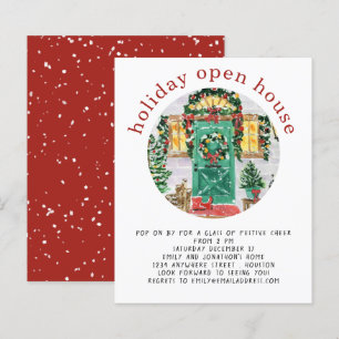 Budget Holiday Open House Party Invitation rouge