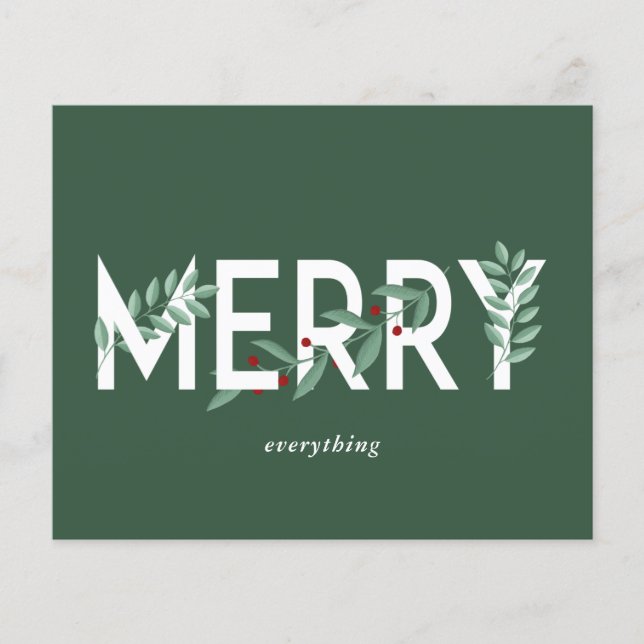 Budget Holly Merry Tout Green Holiday Card (Devant)