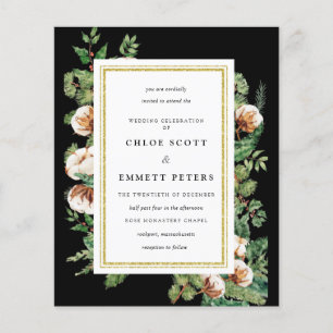 Budget Holly Pine Hiver Mariage Invitation