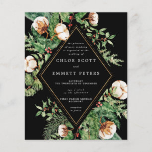 Budget Holly Pine Hiver Mariage Invitation
