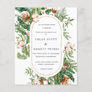 Budget Holly Pine Hiver Mariage Invitation